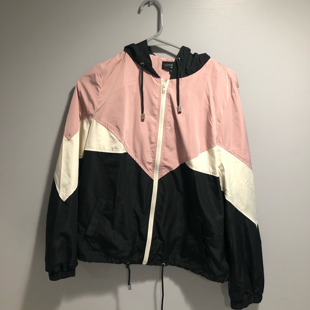 Pink, white & black windbreaker